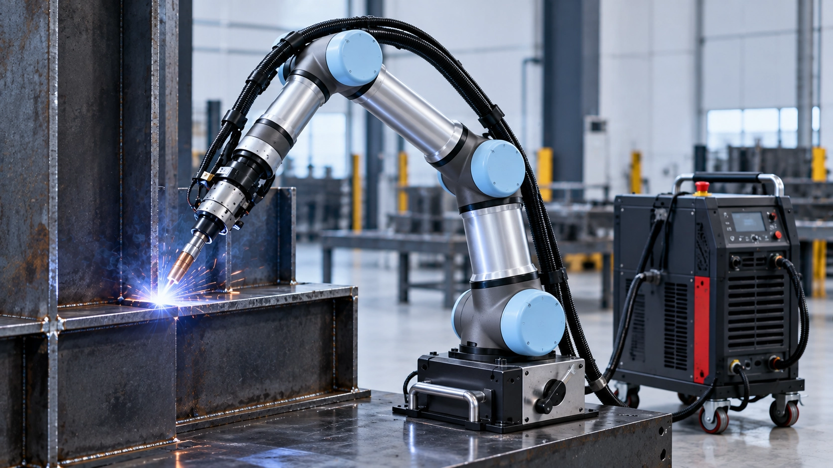 Cobot de soldadura con base magnética