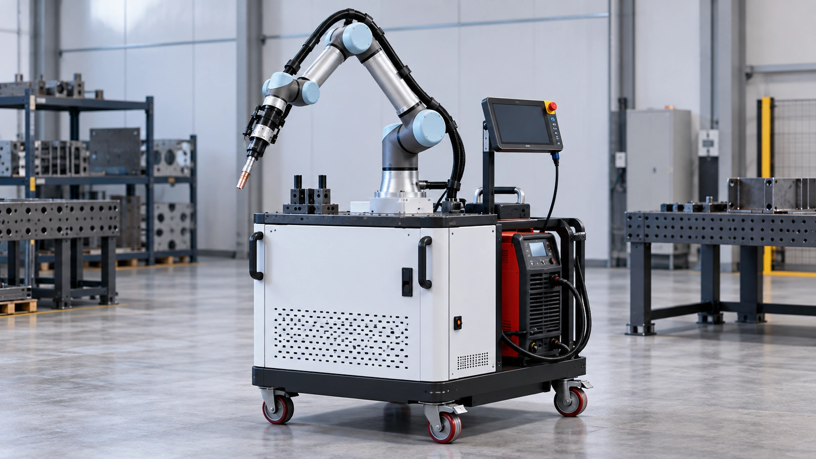 Cobot de soldadura sobre carro móvil