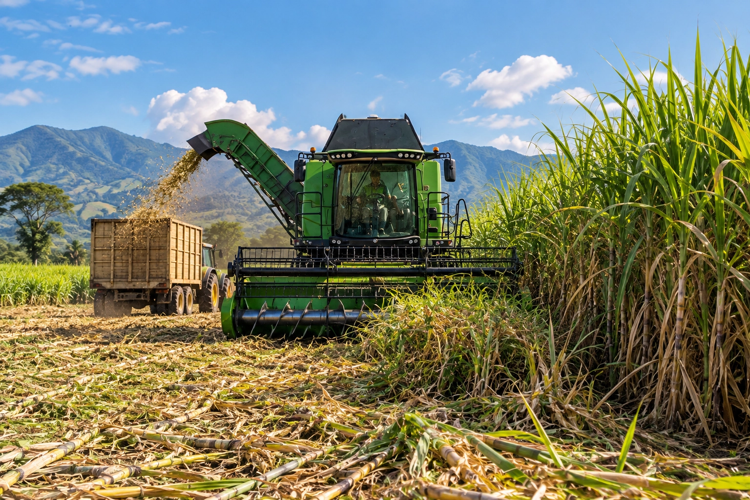 Maquinaria agrícola trabajando en un cultivo